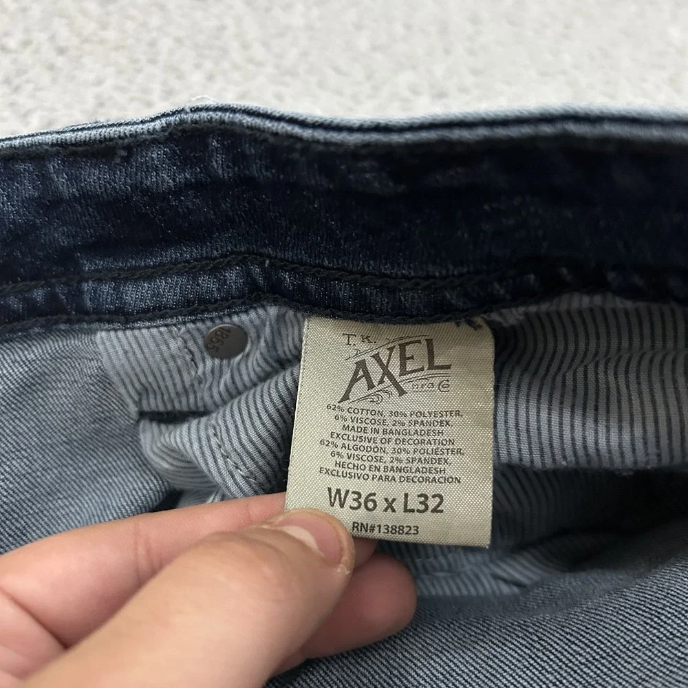 TK Axel Jeans Mens 36x32 Blue Denim Slim Boot Cut Medium Wash Western Stretch